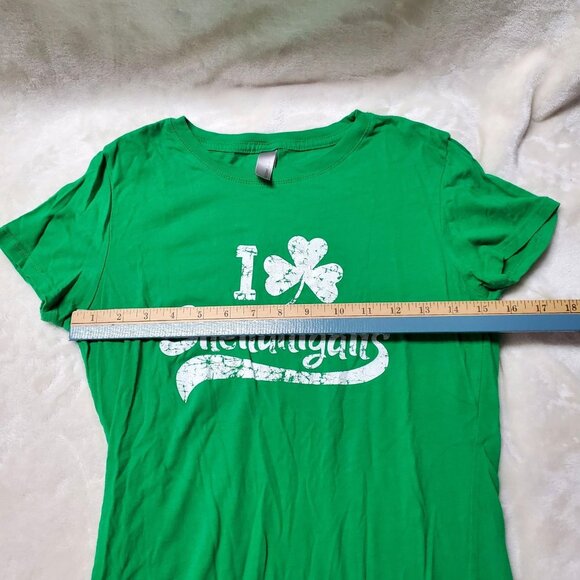 NWOT "I Love Shenanigans" Green Graphic T-Shirt Womens Large 100% Cotton - Picture 6 of 11